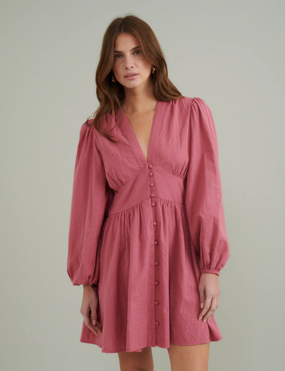 Pink Long Sleeve Starlight Mini Dress