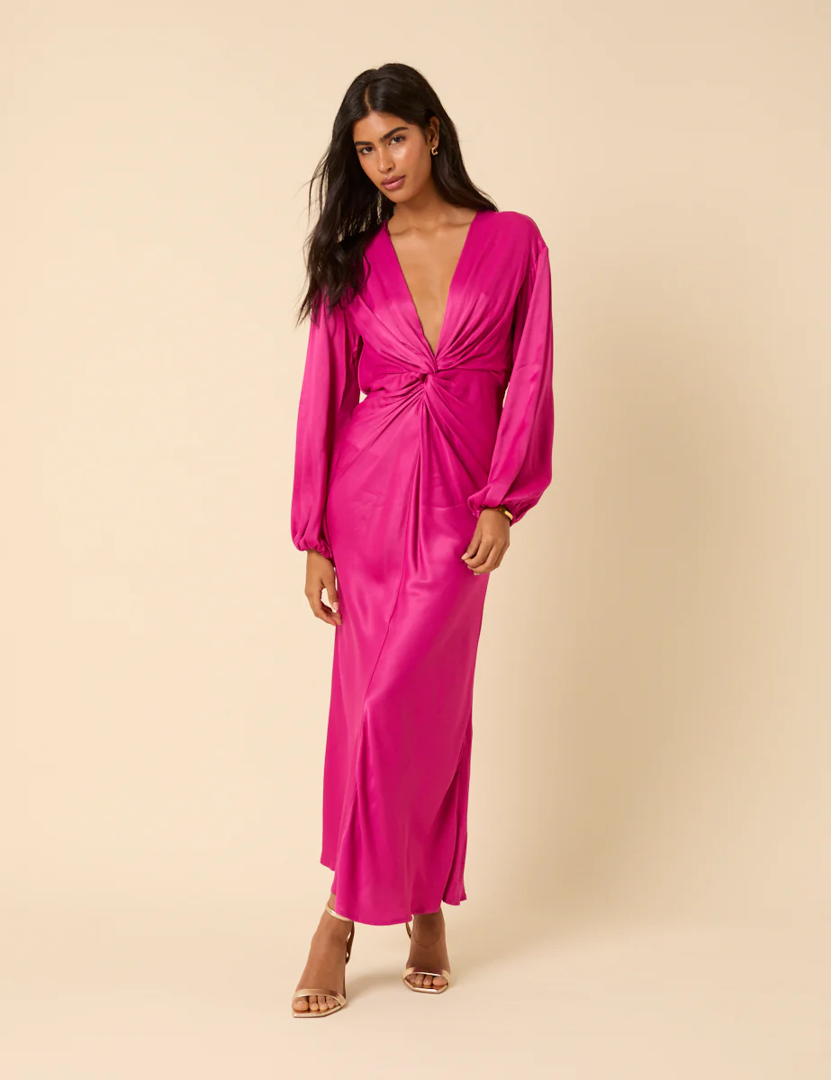 Pink Satin Adina Midaxi Dress