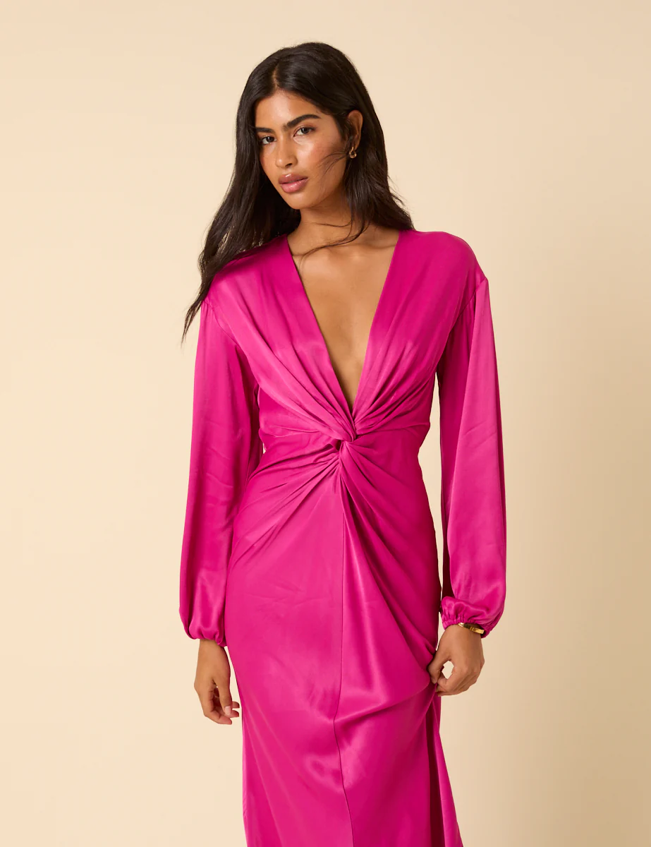 Pink Satin Adina Midaxi Dress - Image 3
