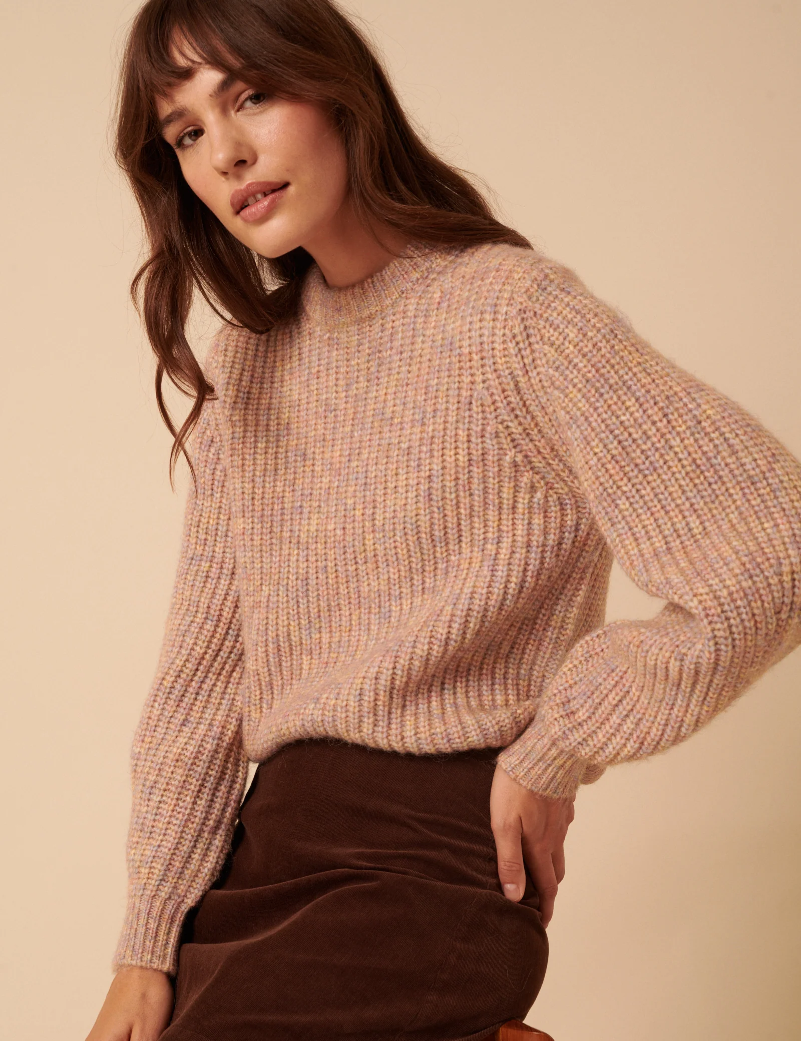 Soft Pink Multi Stitch Chunky Jumper - Image 2