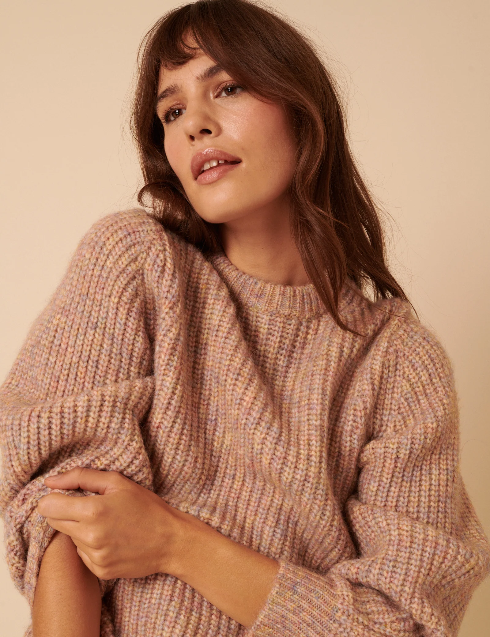 Soft Pink Multi Stitch Chunky Jumper - Image 5