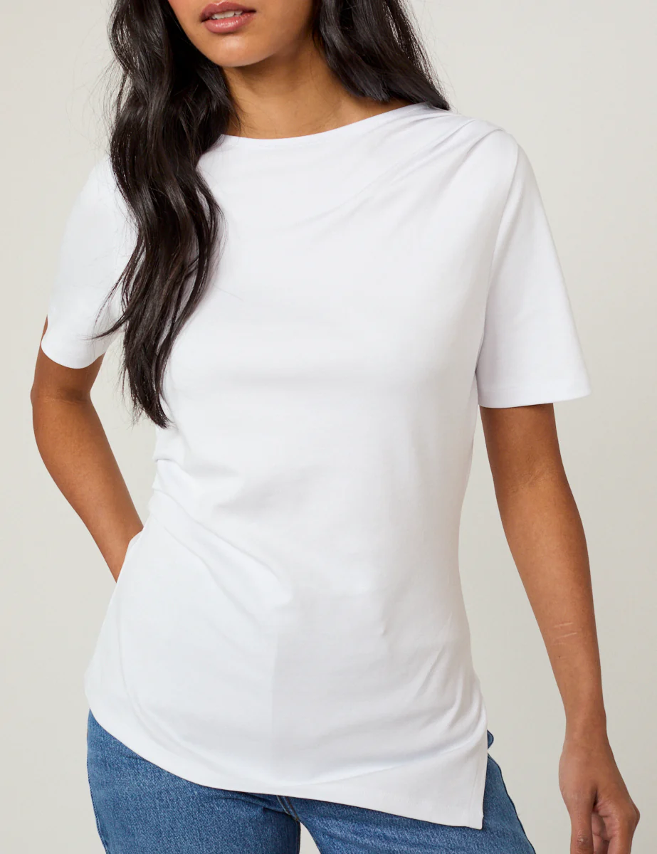White Pleated T-Shirt - Image 4