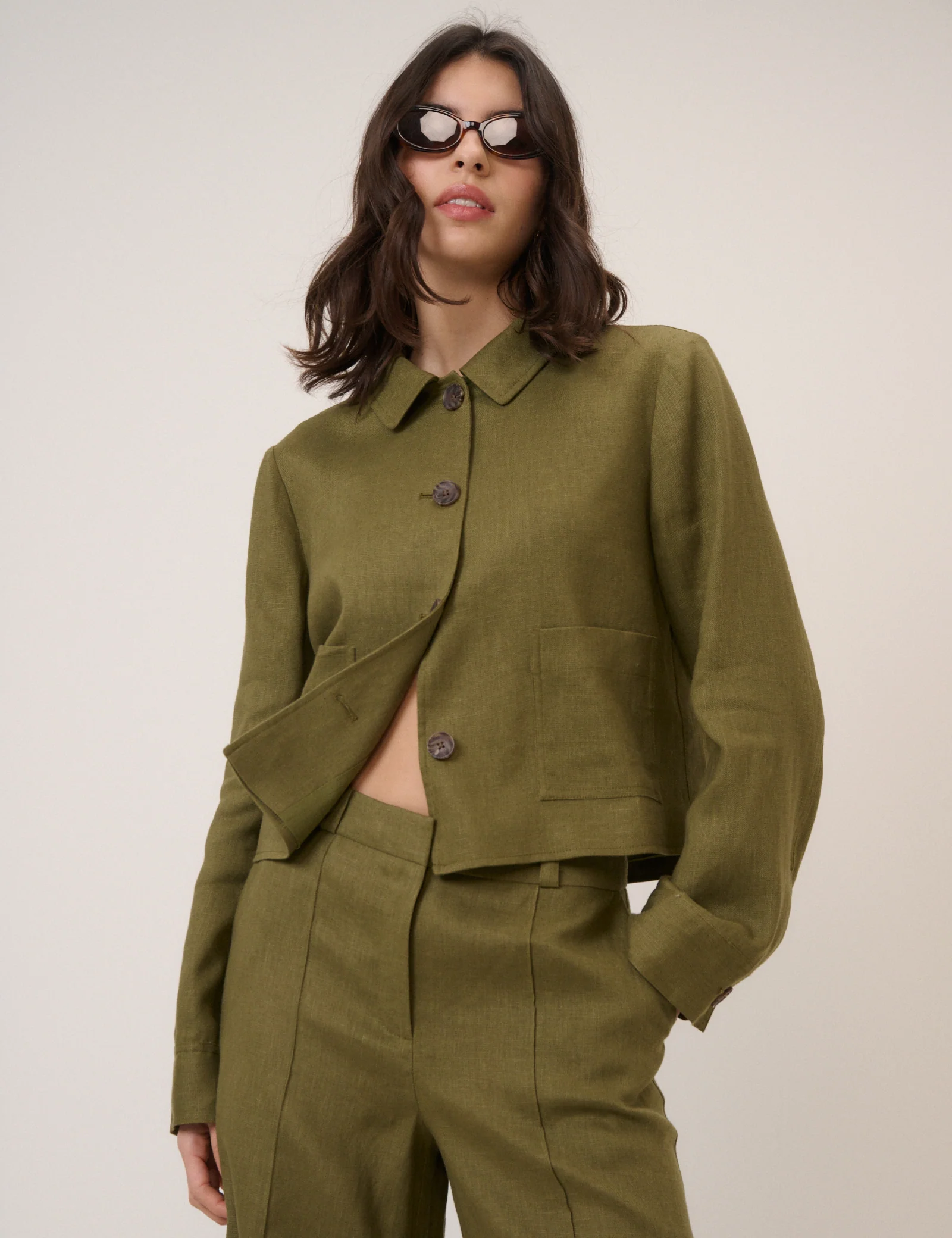 Khaki Pocket Front Jacket - Image 3