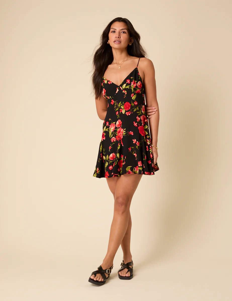 Poppy Delevingne Black Floral Cush Mini Dress - Image 4