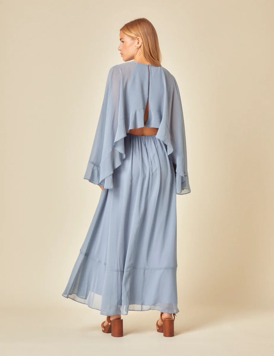 Poppy Delevingne Blue Ruffle Maxi Dress - Image 5
