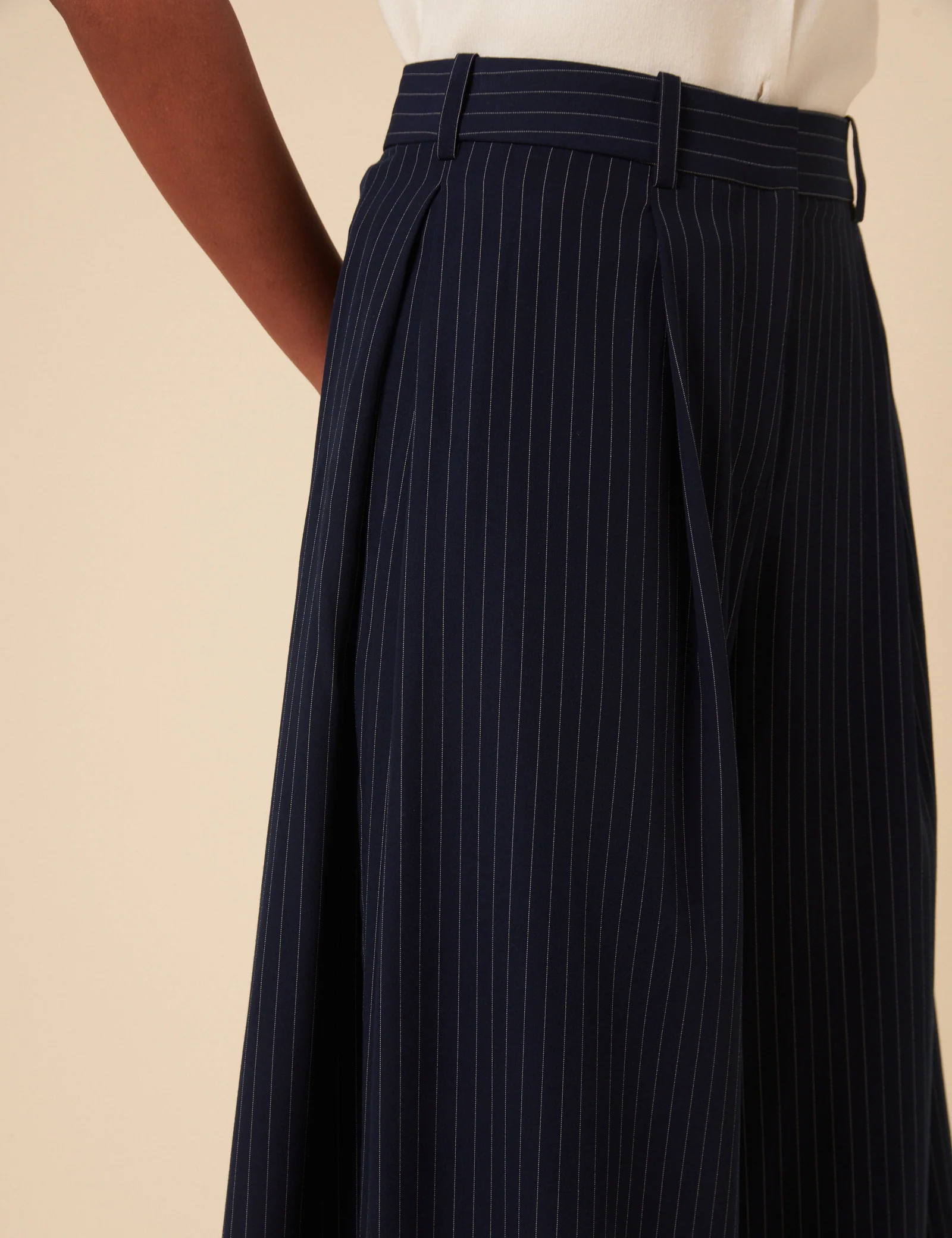 Poppy Delevingne Navy Pinstripe Cara Trousers - Image 5