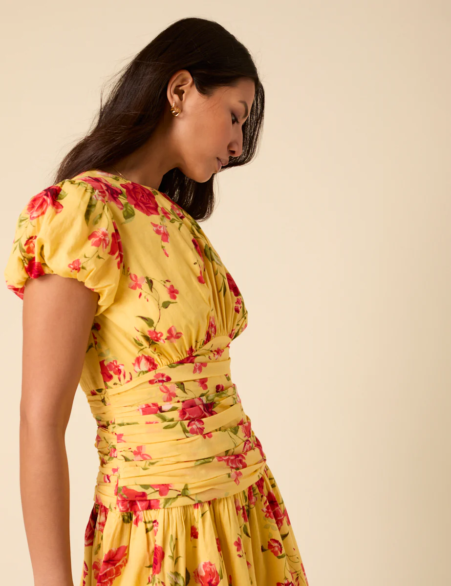 Poppy Delevingne Yellow Floral Noa Mini Dress - Image 3