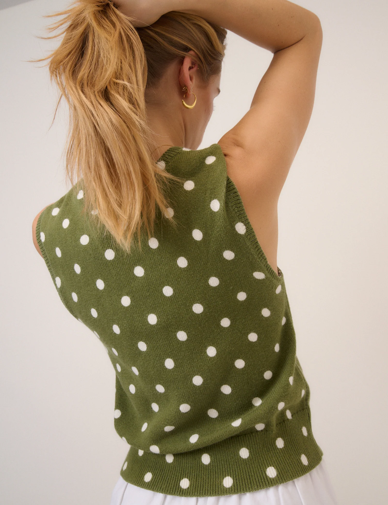 Green Polka Dot Crew Neck Vest - Image 4
