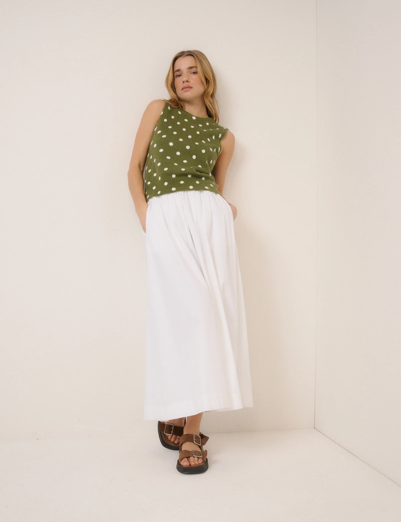 Green Polka Dot Crew Neck Vest - Image 5