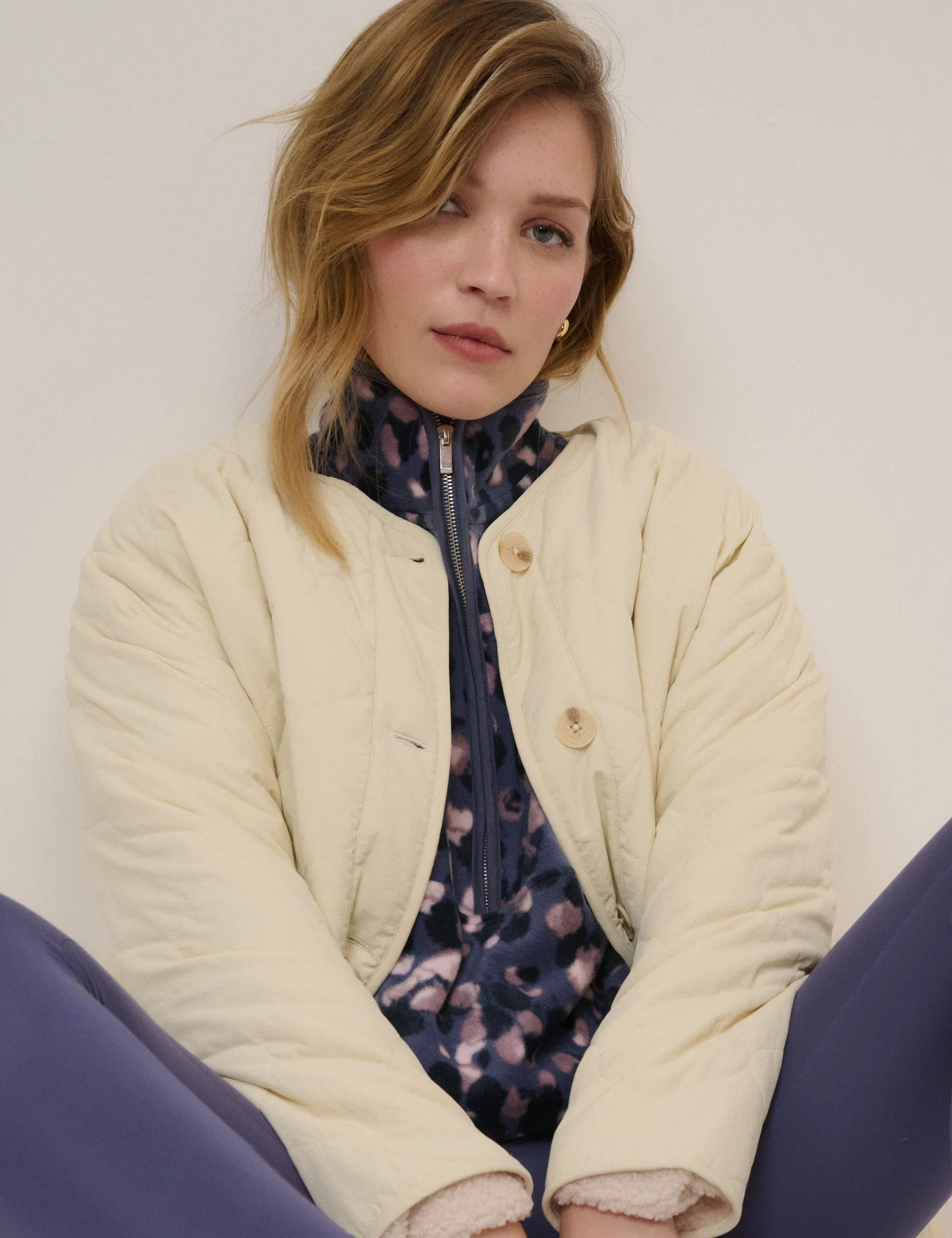 Blue Printed Half Zip Fleece - Image 2