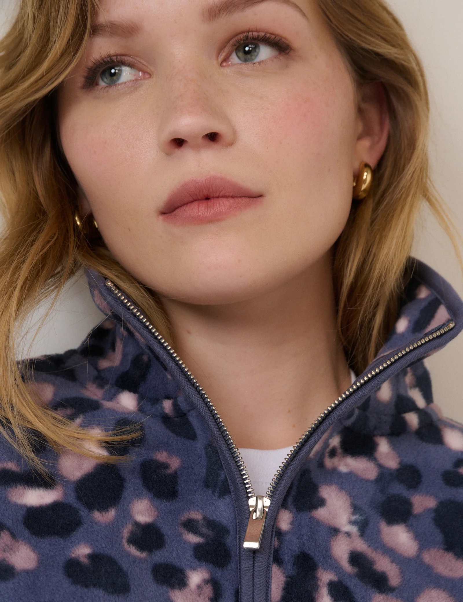 Blue Printed Half Zip Fleece - Image 3