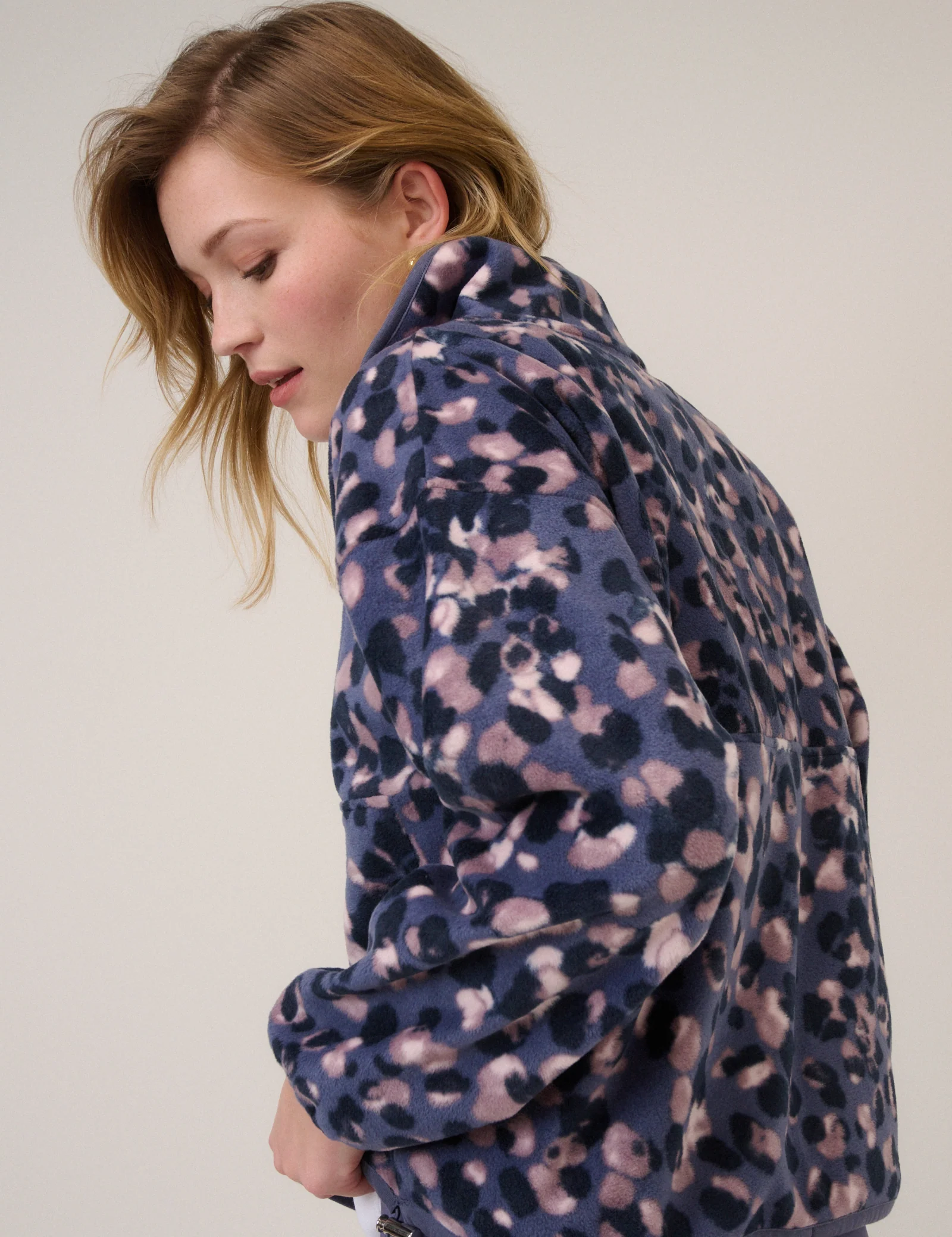 Blue Printed Half Zip Fleece - Image 5