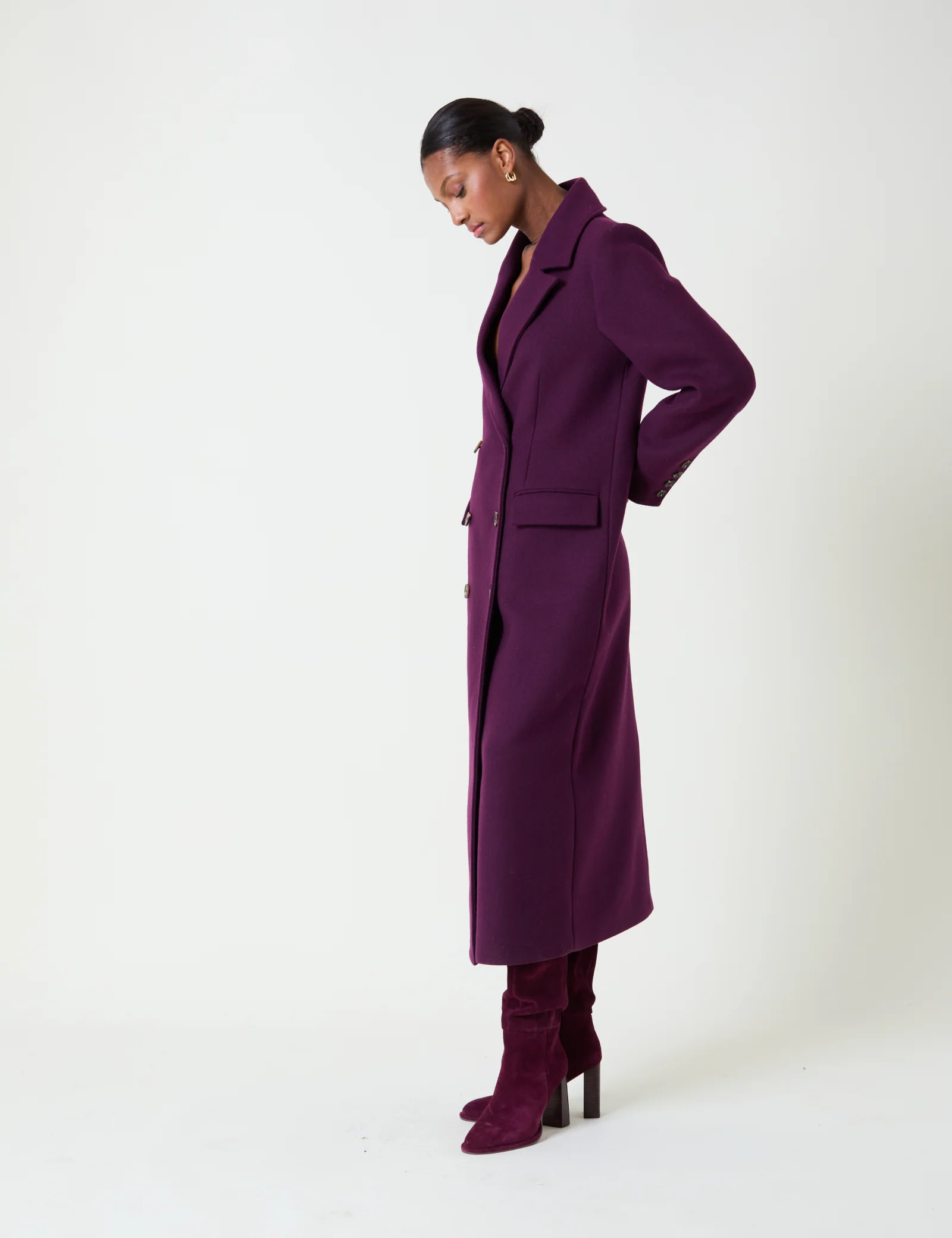 Plum Double Breasted Coat - Image 3