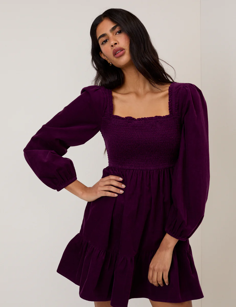 Purple Velvet Elsa Mini Dress