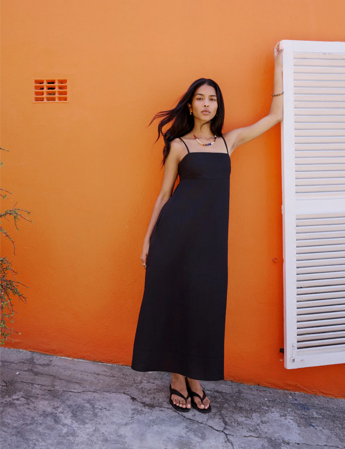 Black Square Neck Rebecca Midi Dress - Image 5