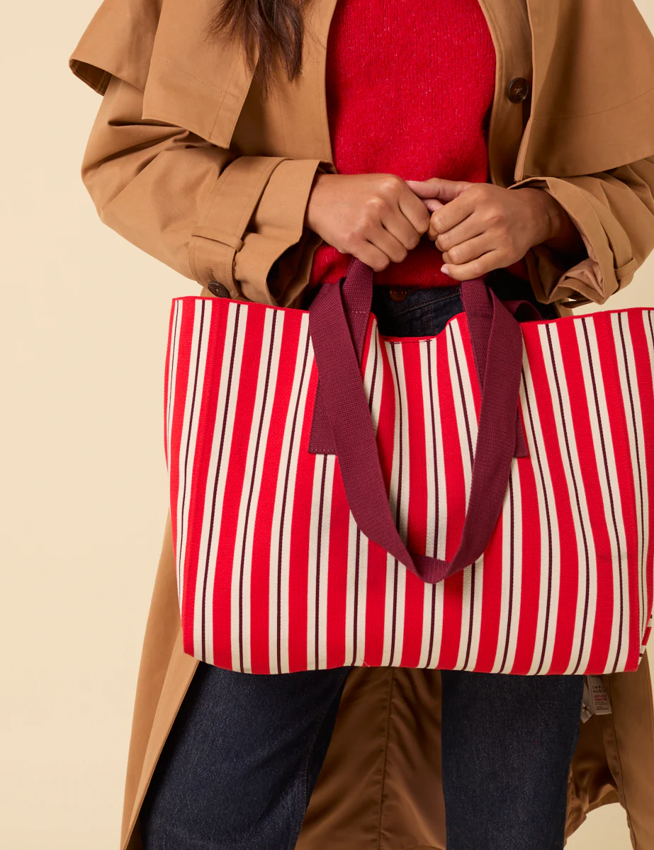 Red And White Striped Tote Bag - Image 4