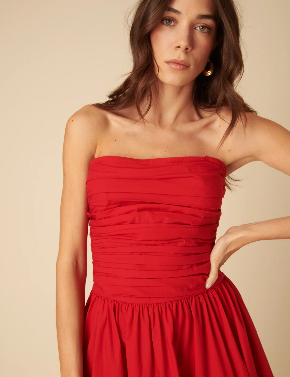 Red Bandeau Felicity Midi Dress - Image 3