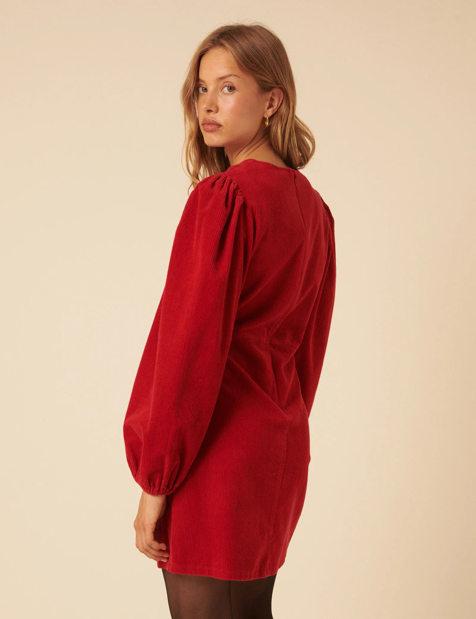 Red Cord Balloon Sleeve Peggy Mini Dress - Image 5