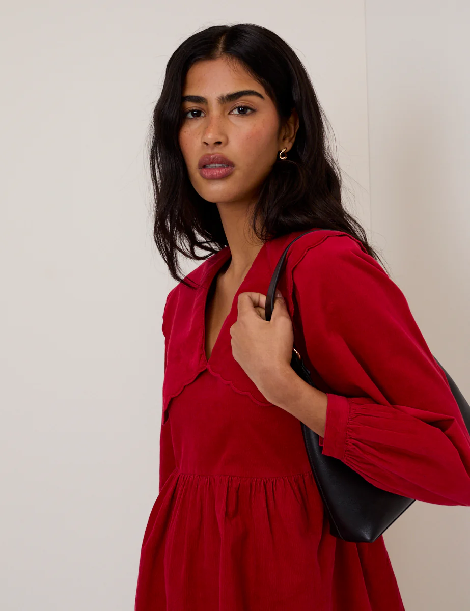 Red Cord Collar Cassis Mini Dress - Image 2