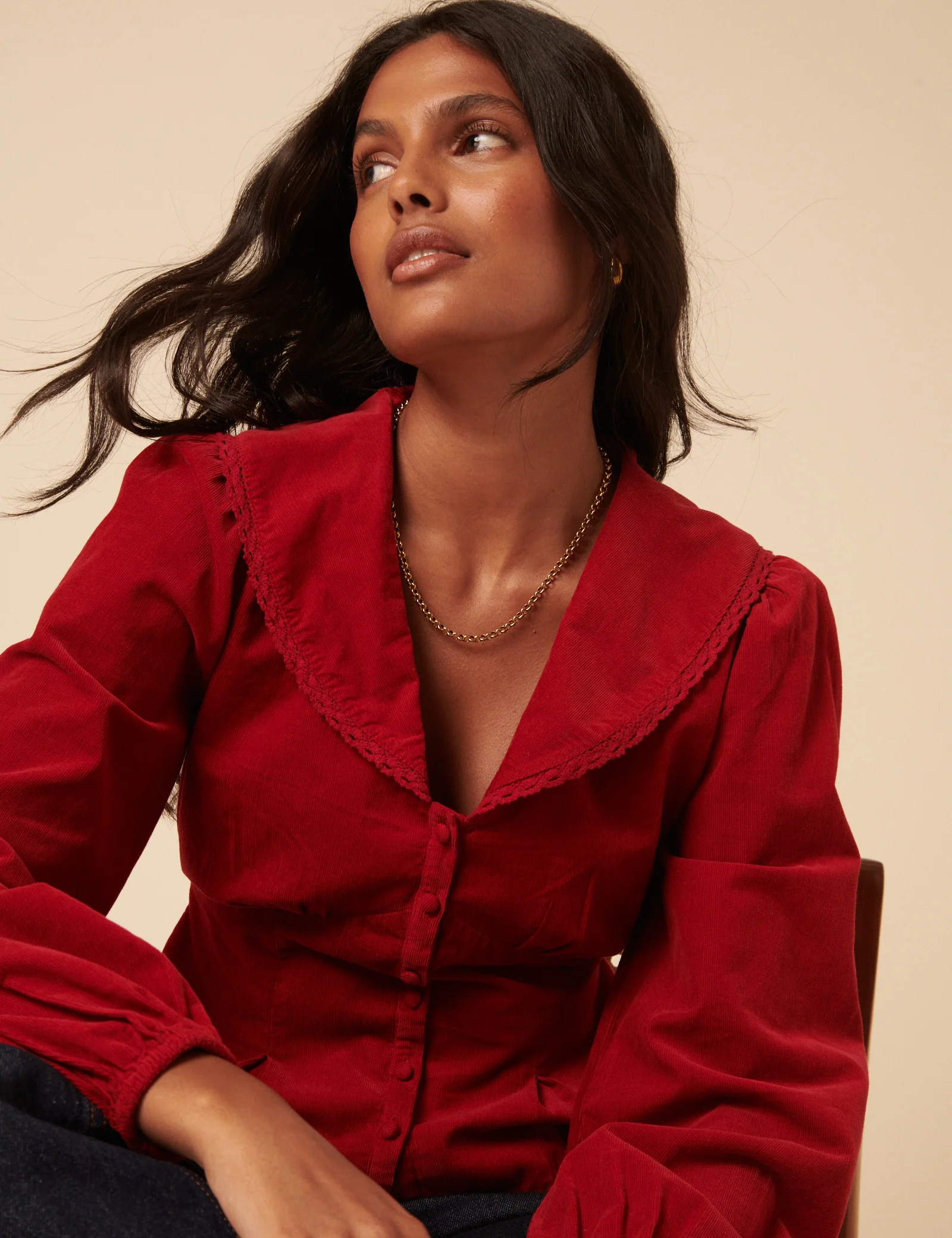 Red Cord Collared Blouse - Image 2
