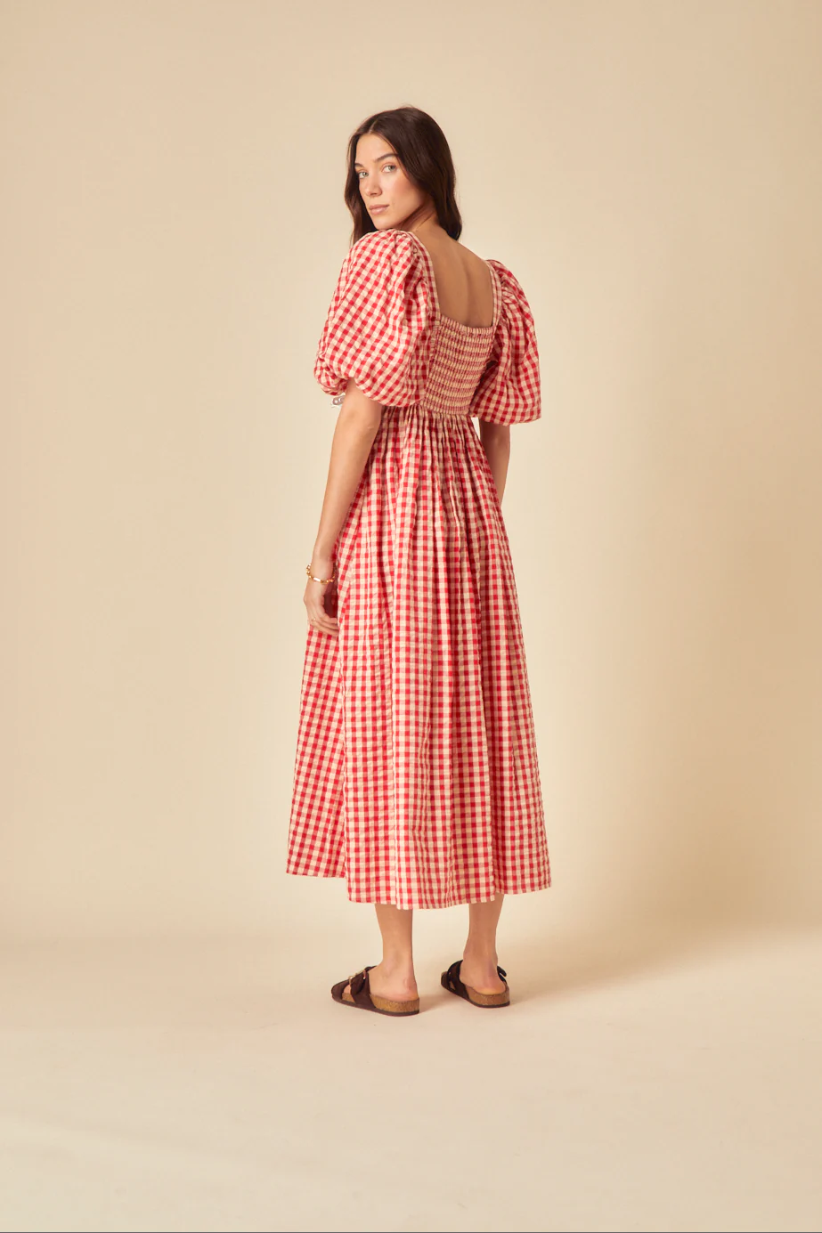 Red Gingham Nova Midi Dress - Image 3