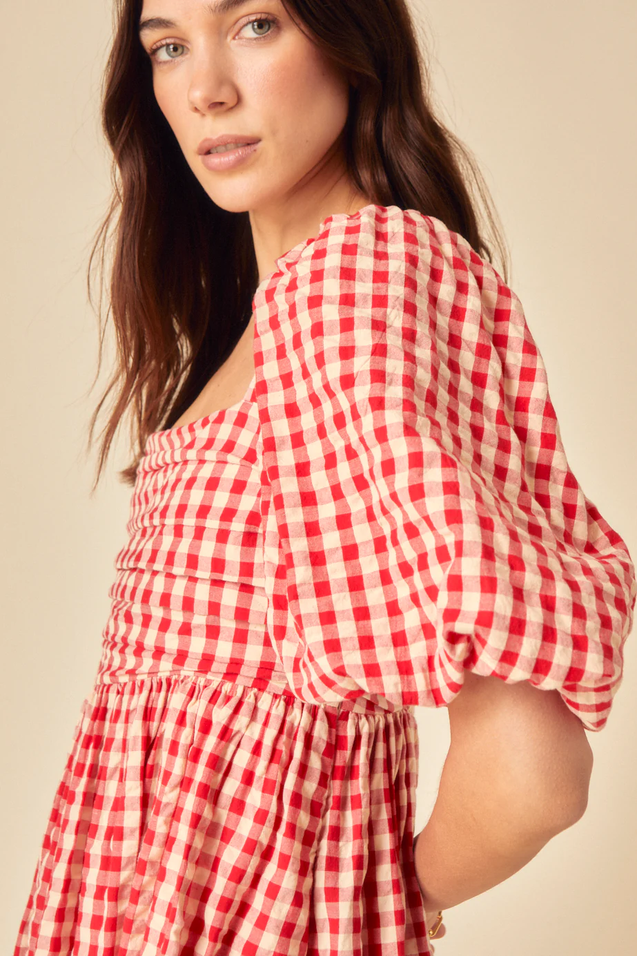 Red Gingham Nova Midi Dress - Image 4