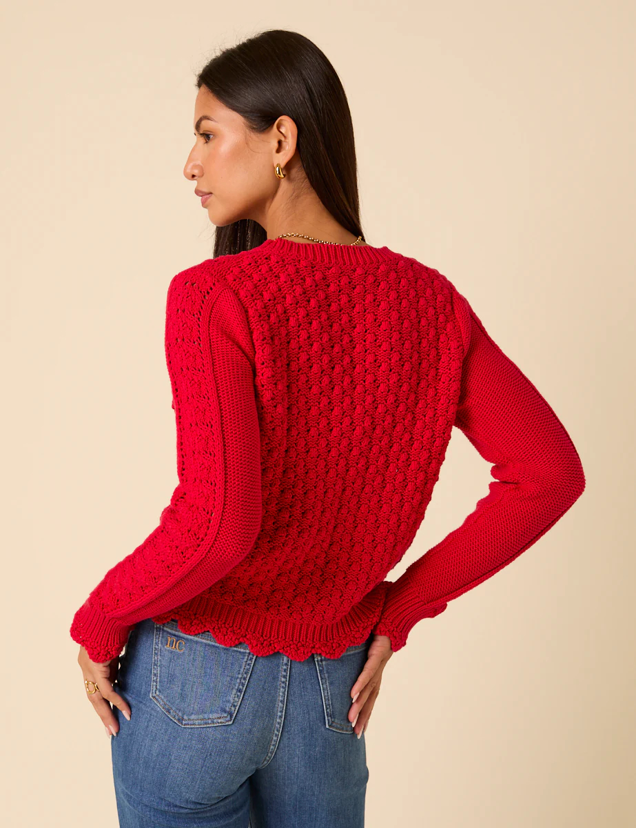 Red Knitted Stitch Detail Jumper - Image 5