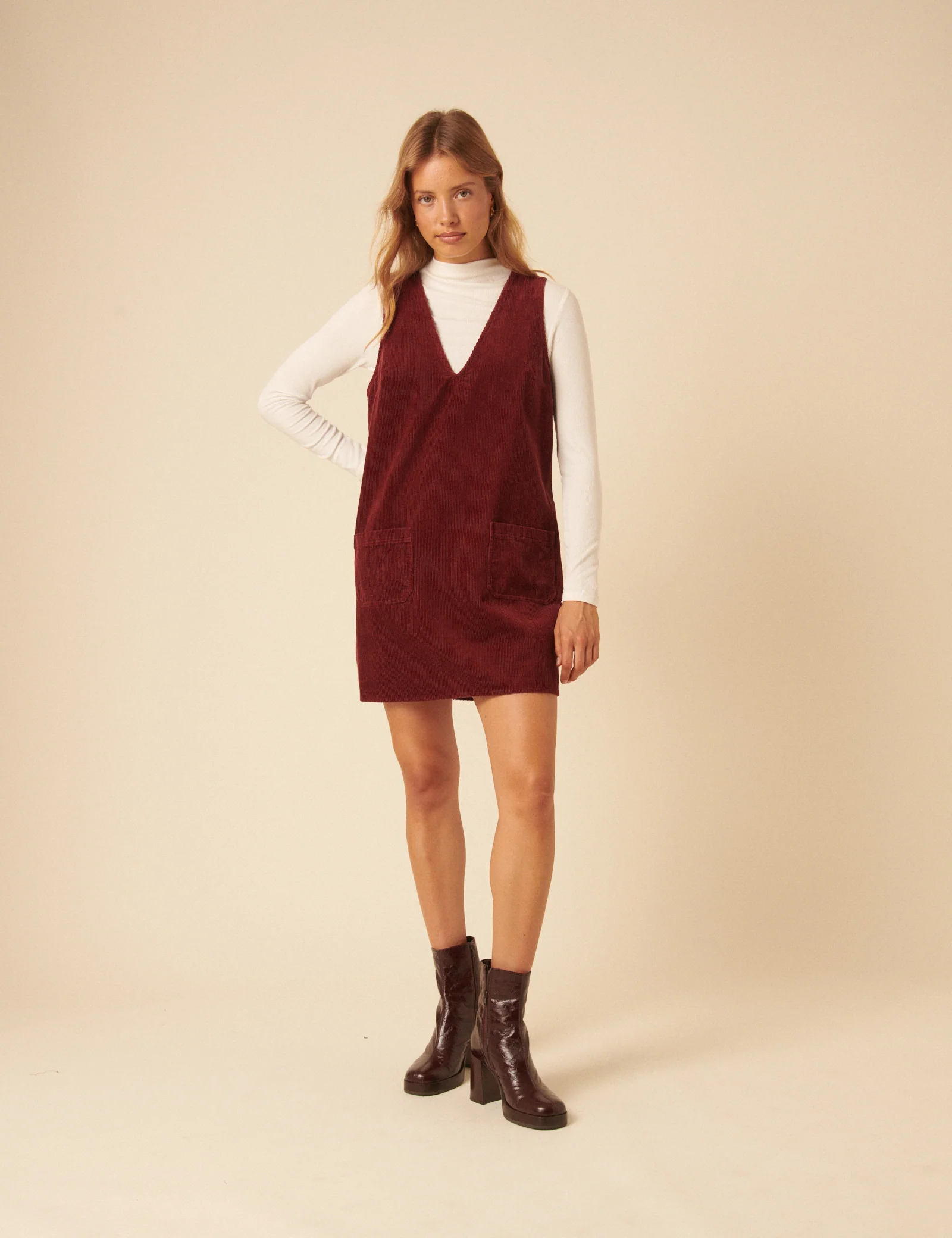 Red Piper Pinafore Mini Dress - Image 4