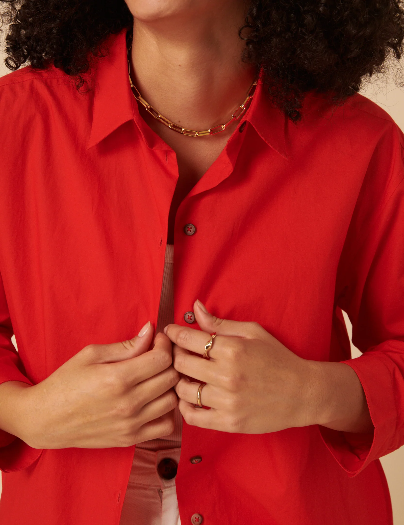 Red Relaxed Boyfriend Shirt - Image 3