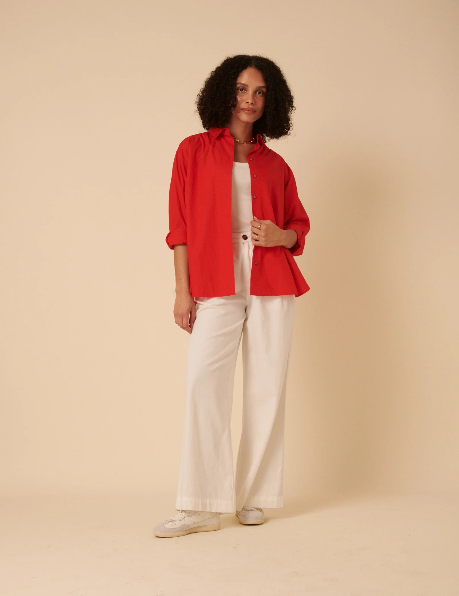 Red Relaxed Boyfriend Shirt - Image 4