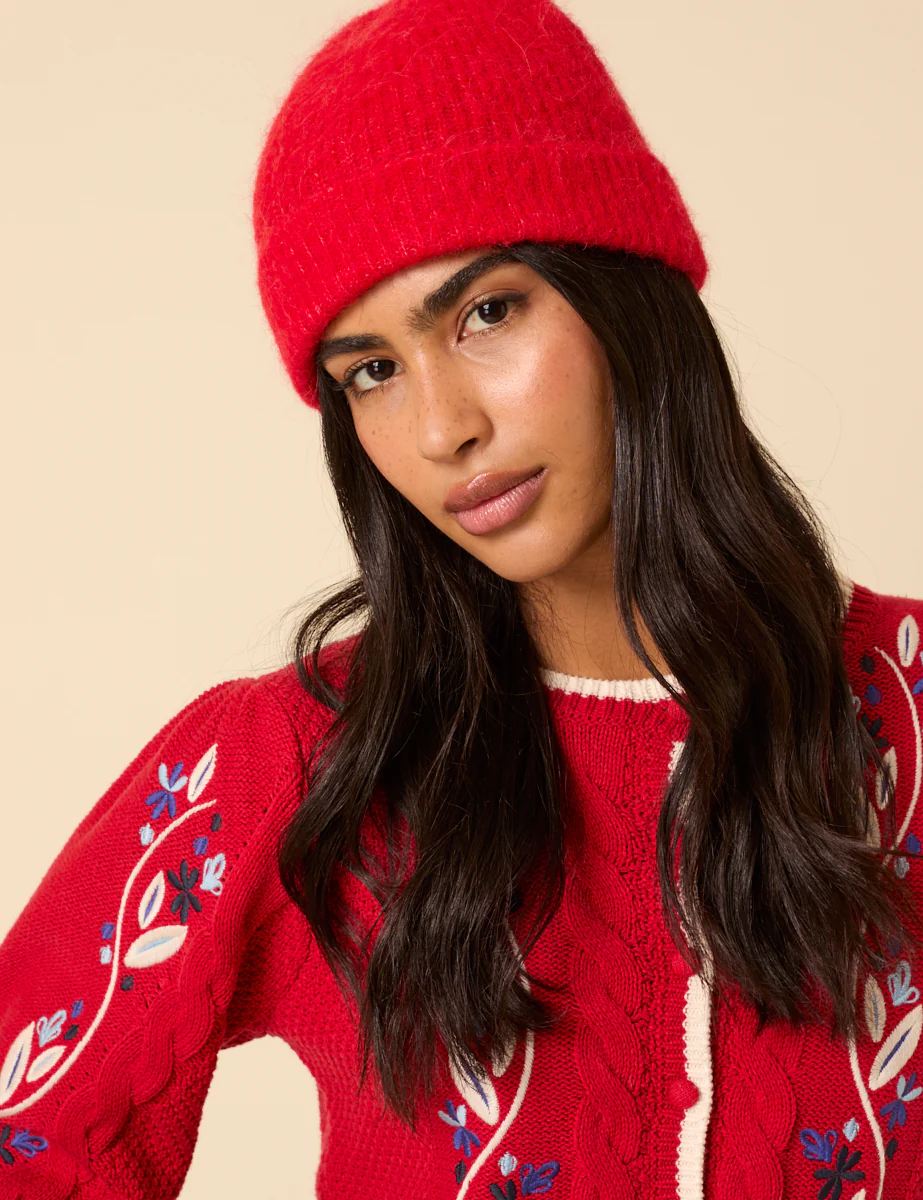 Red Ribbed Beanie - Image 2