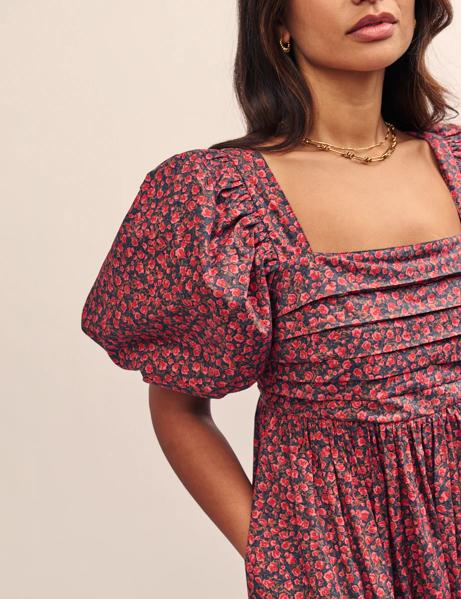 Red Rose Print Nova Midi Smock Dress - Image 3