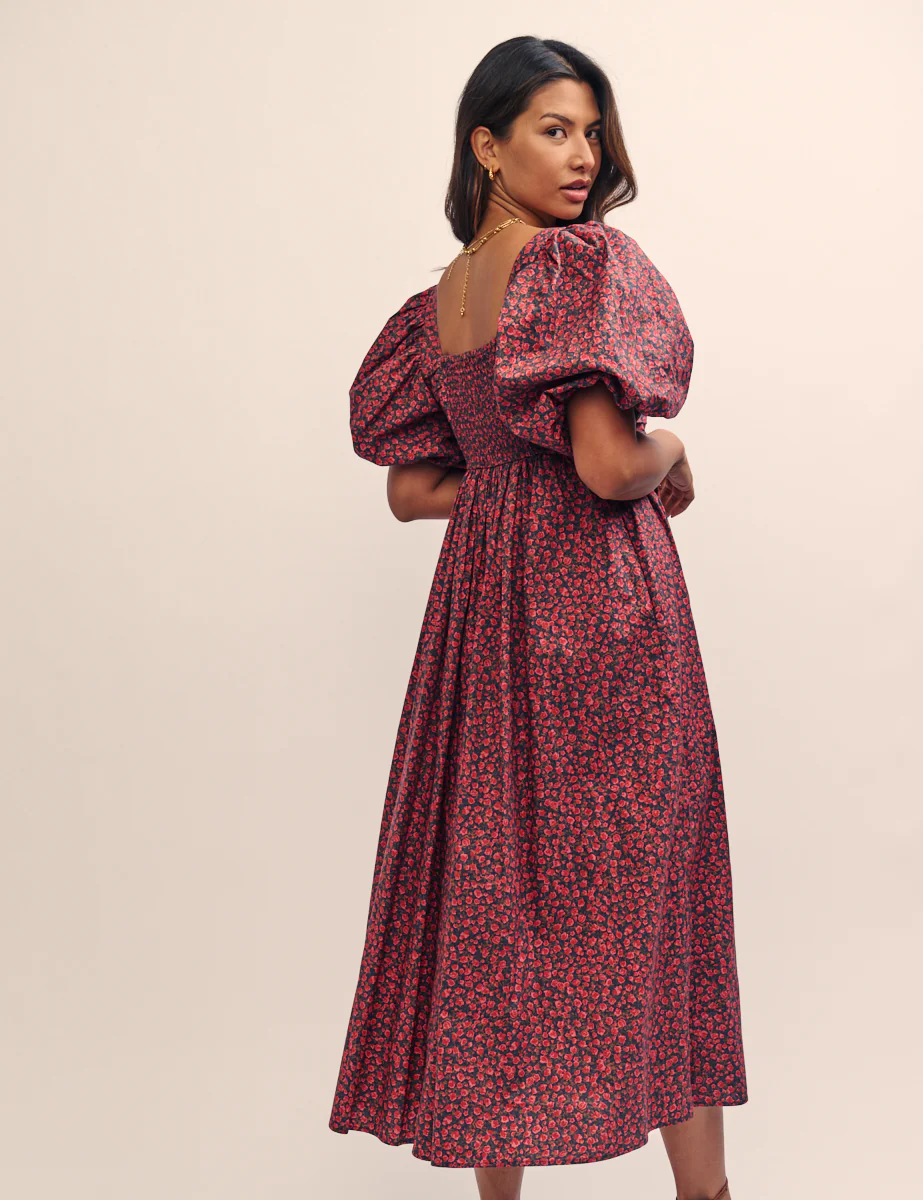 Red Rose Print Nova Midi Smock Dress - Image 4