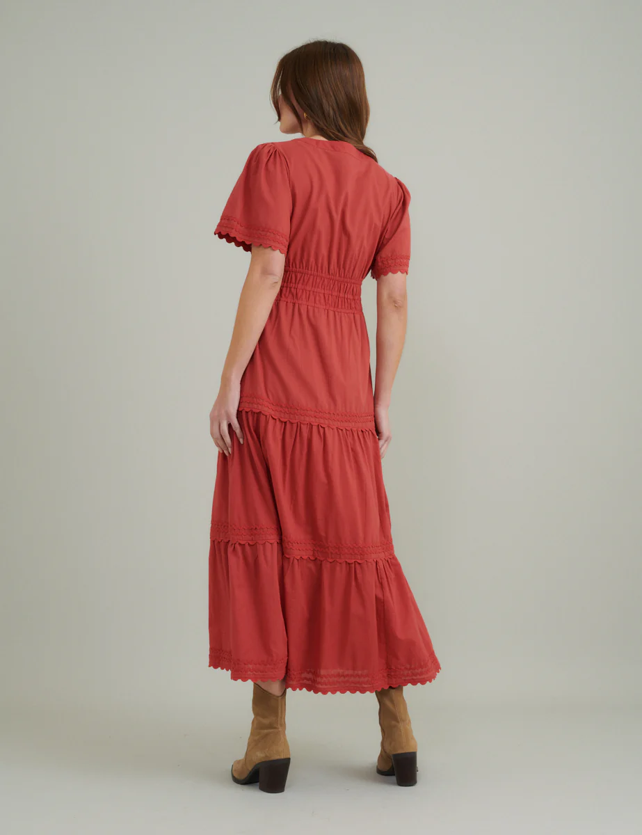 Red Tiered Zara Midi Dress - Image 4