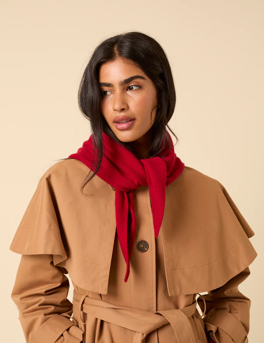 Red Wool-blend Triangle Scarf - Image 2