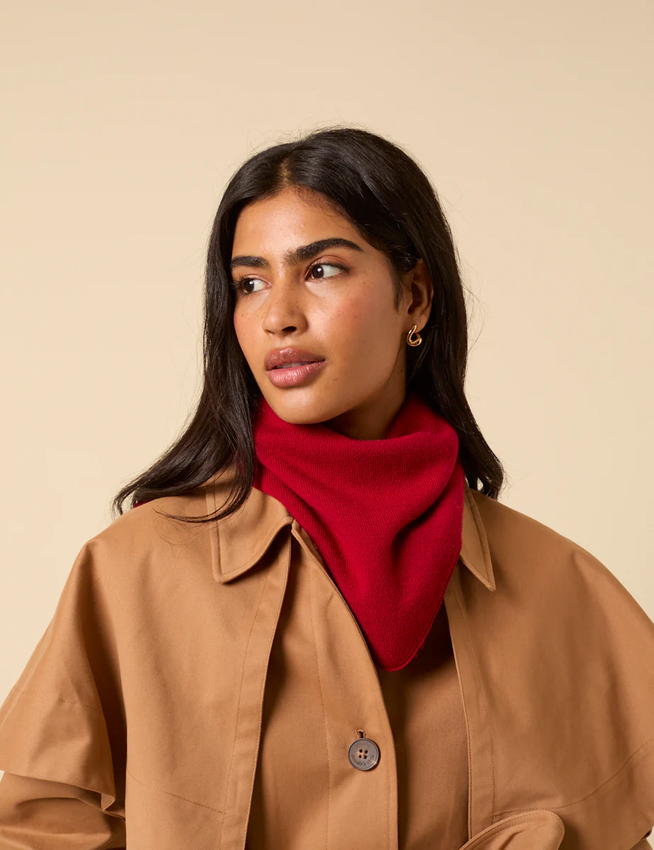 Red Wool-blend Triangle Scarf - Image 4