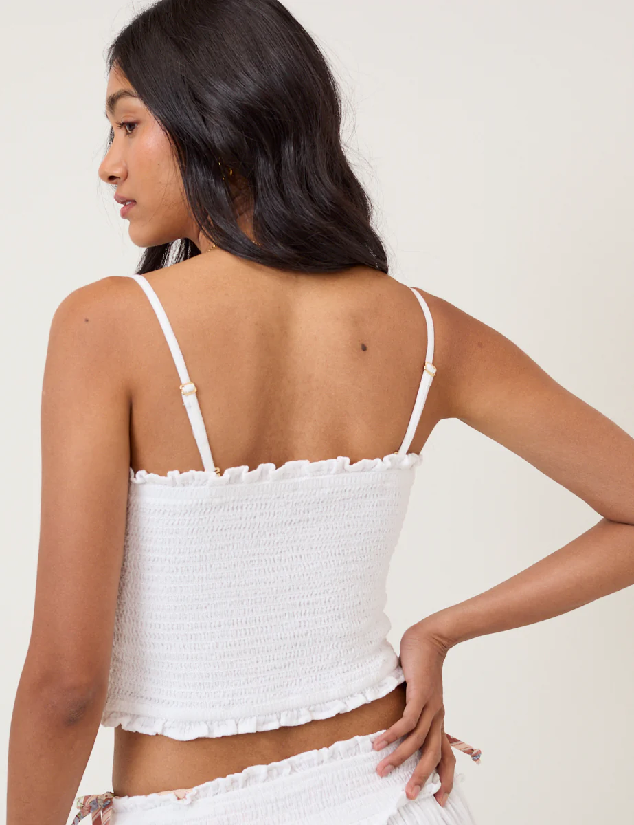 White Shirred Bandeau Top - Image 5