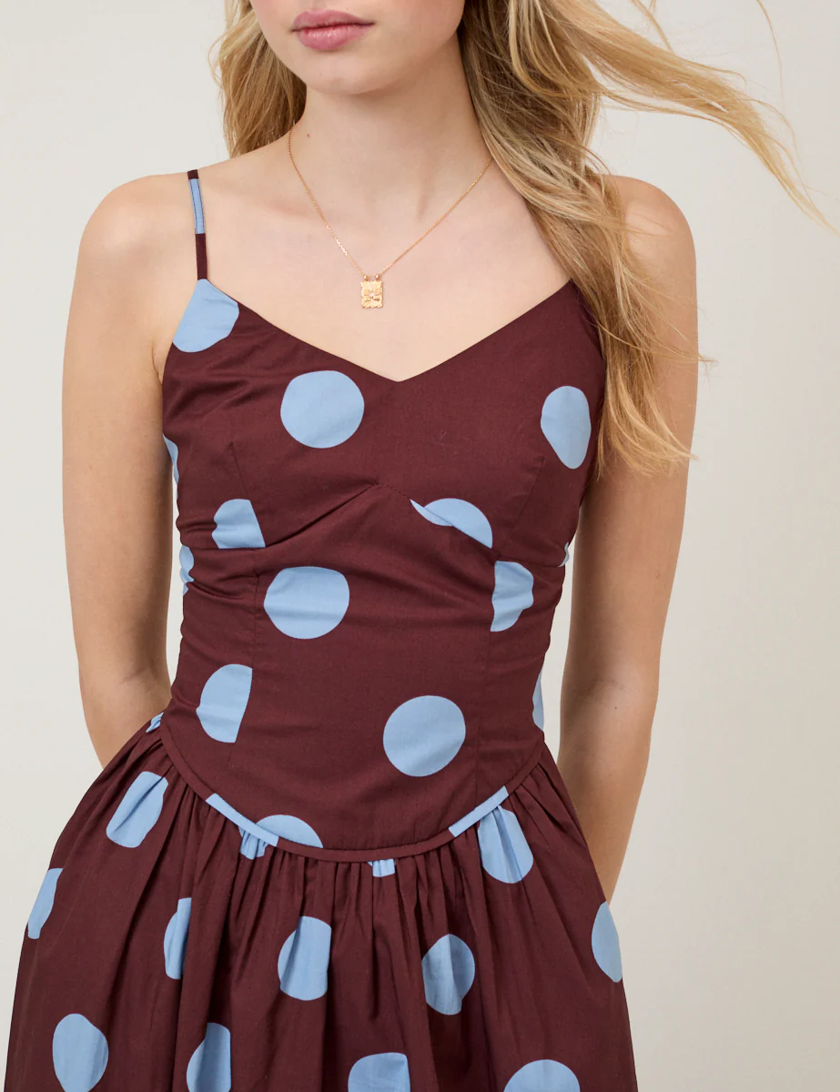 Brown Polka Dot Renley Midi Dress - Image 3