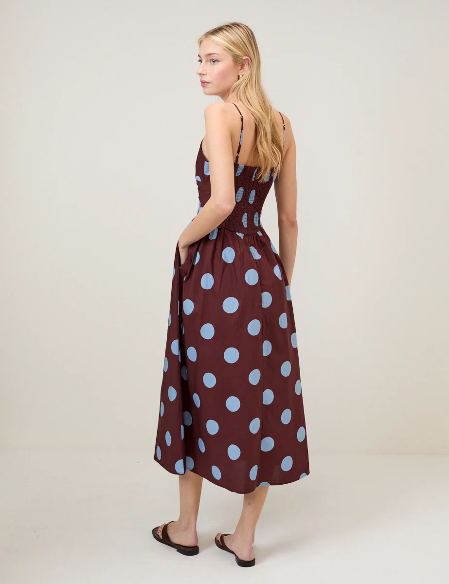 Brown Polka Dot Renley Midi Dress - Image 6
