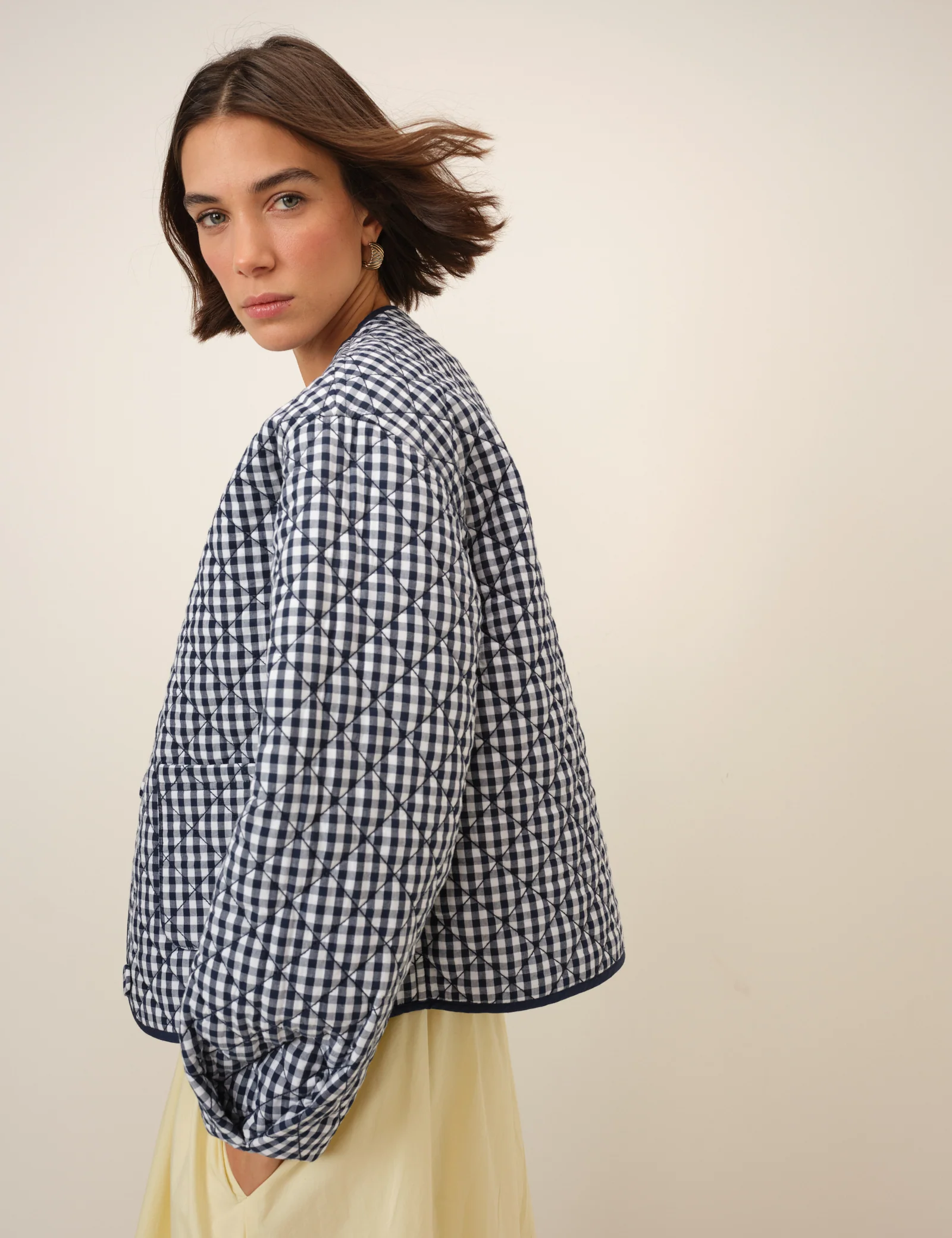 Reversible Navy Gingham Jacket - Image 3