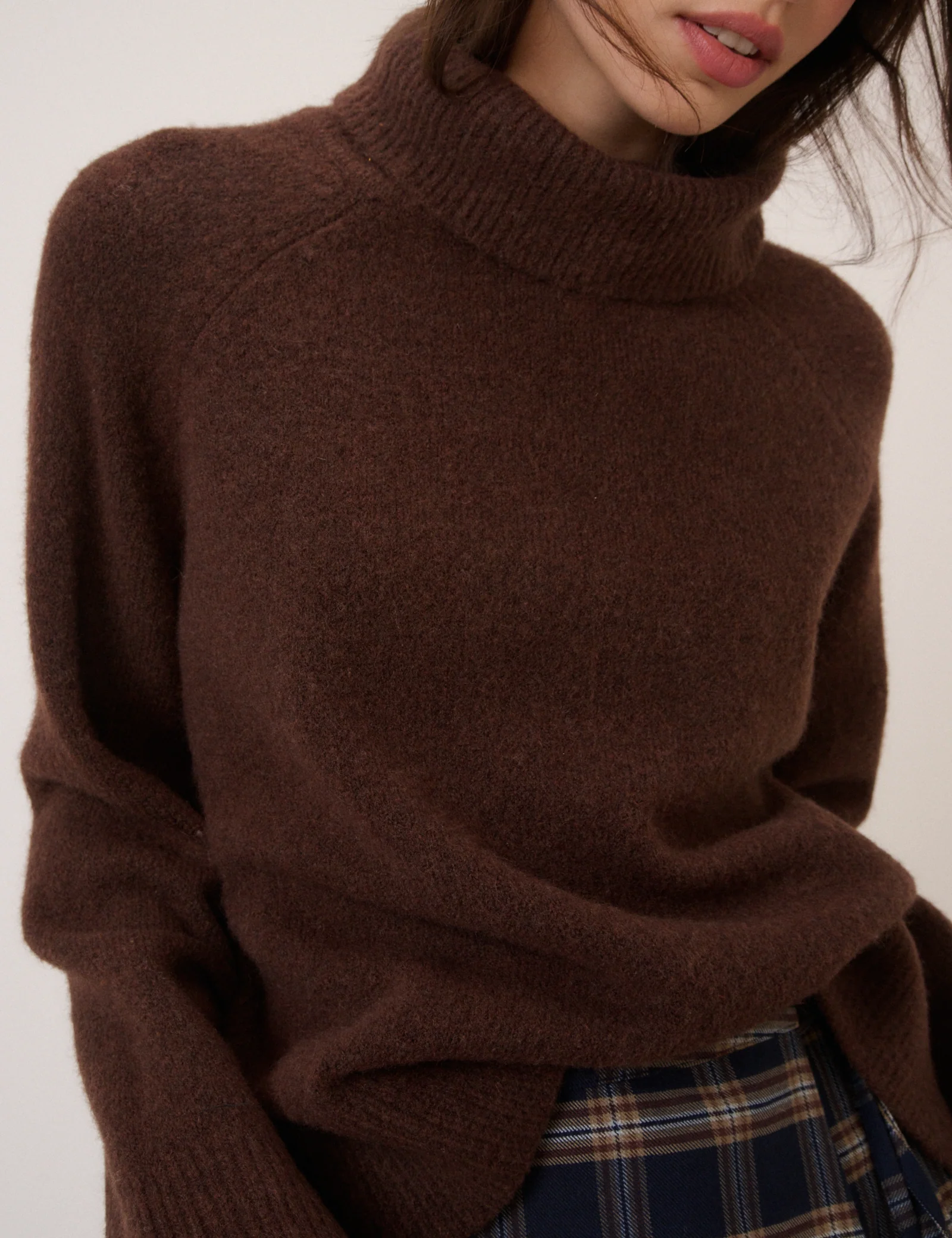 Brown Roll Neck Jumper Relaxed Fit - Image 3