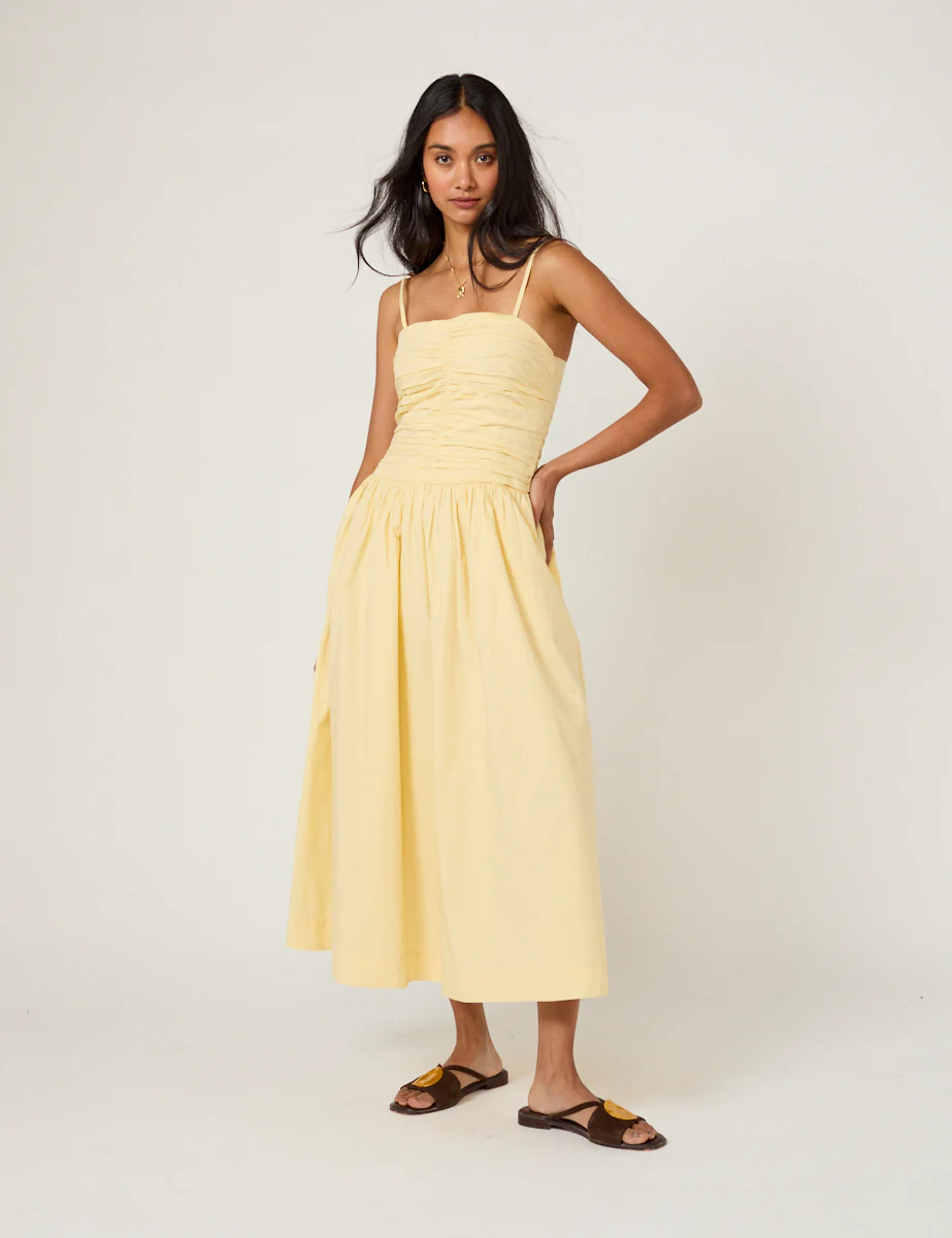 Butter Yellow Bandeau Rosalie Midi Dress - Image 3