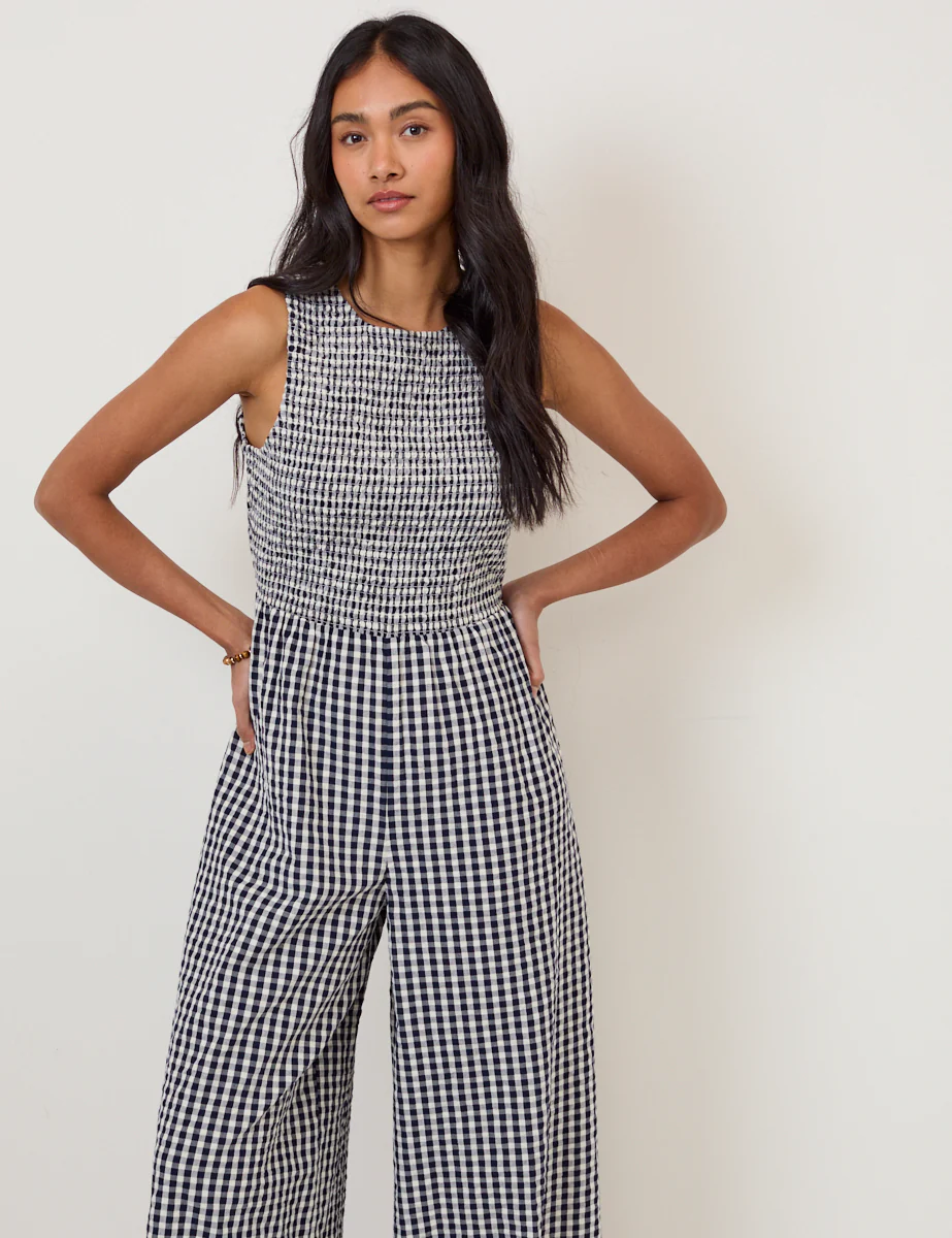 Navy Gingham Ruth Jumpsuit - Image 2