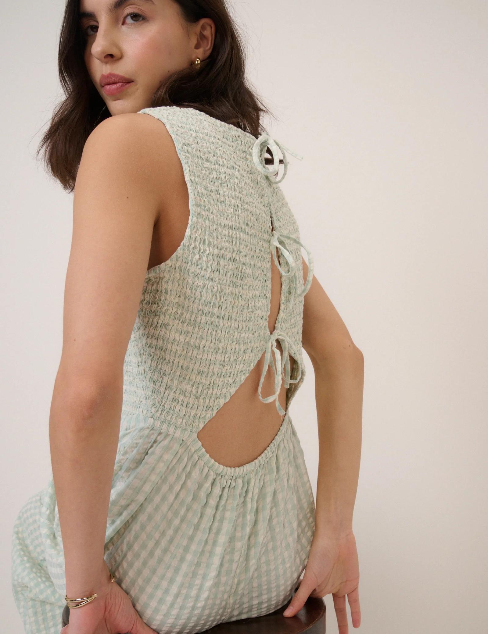 Mint Green Gingham Ruth Jumpsuit - Image 2