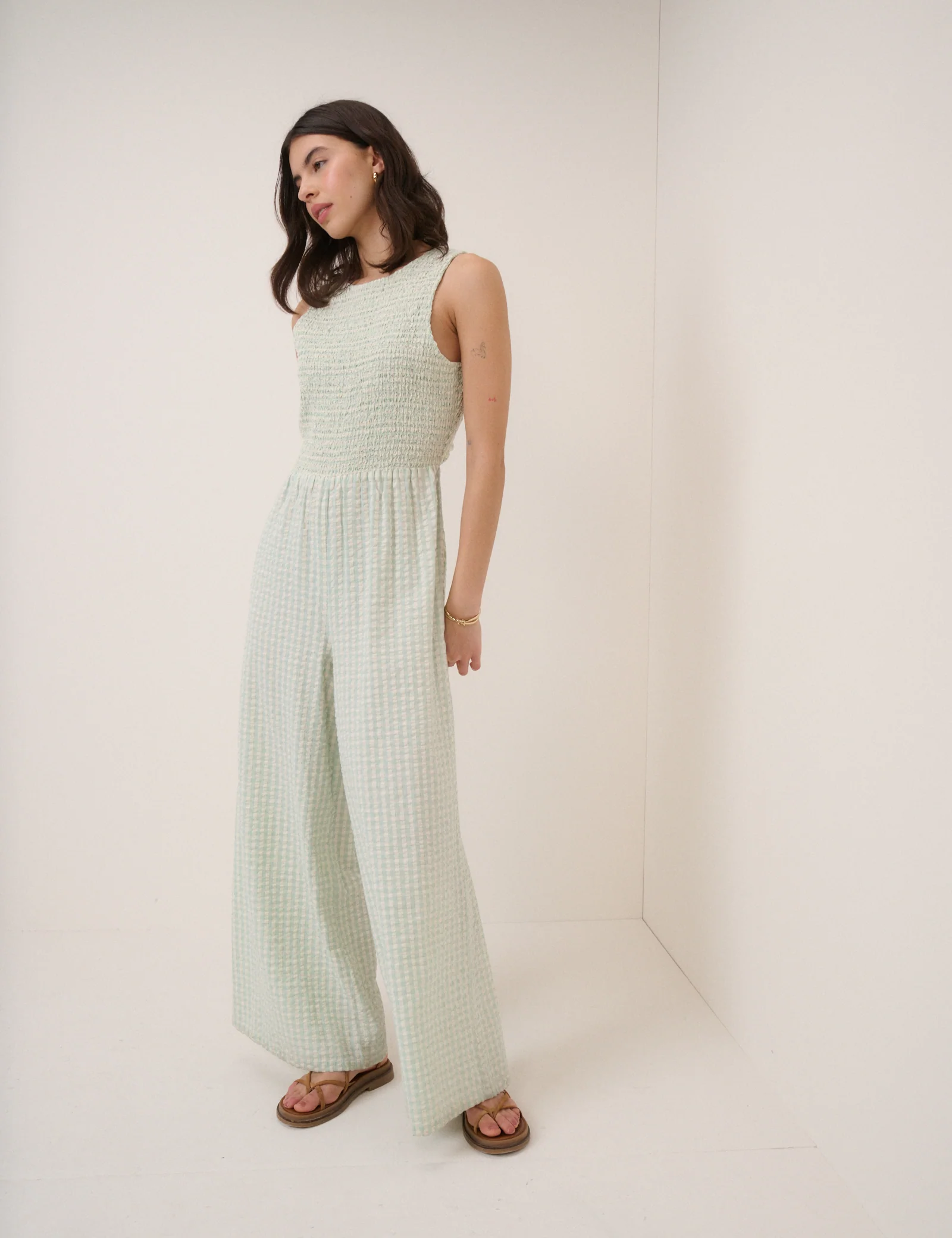 Mint Green Gingham Ruth Jumpsuit - Image 3