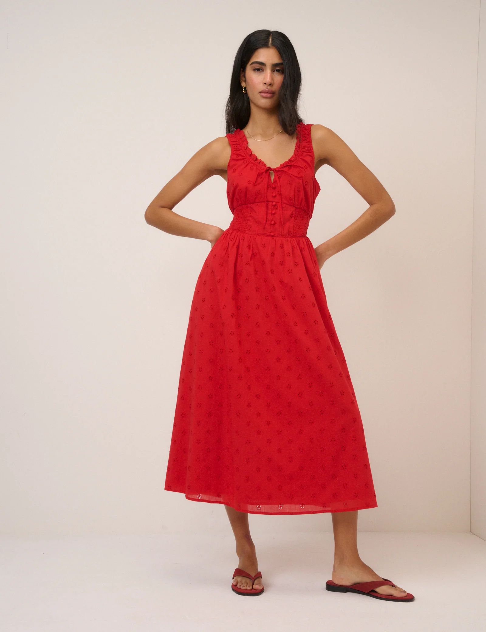 Red Floral Rylee Midi Dress - Image 2