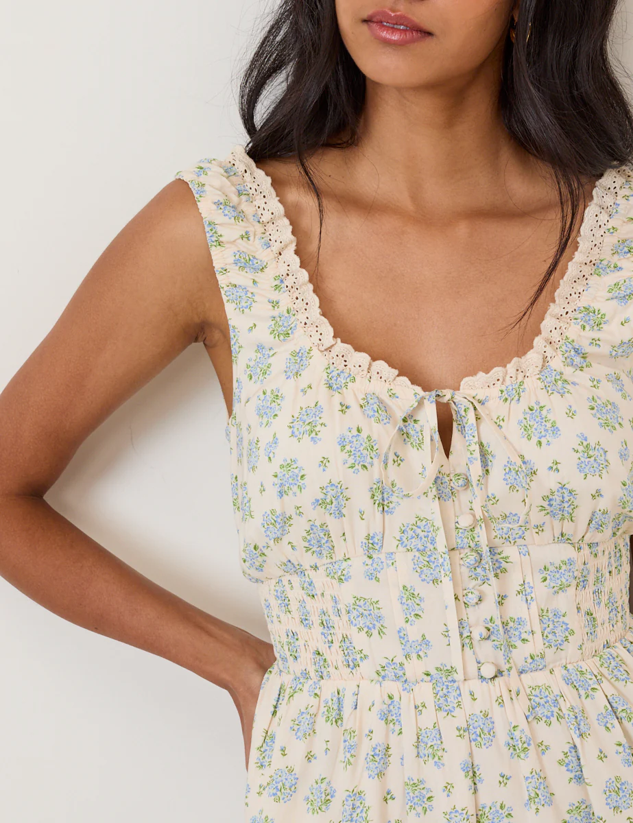 White Floral Rylee Midi Dress - Image 3