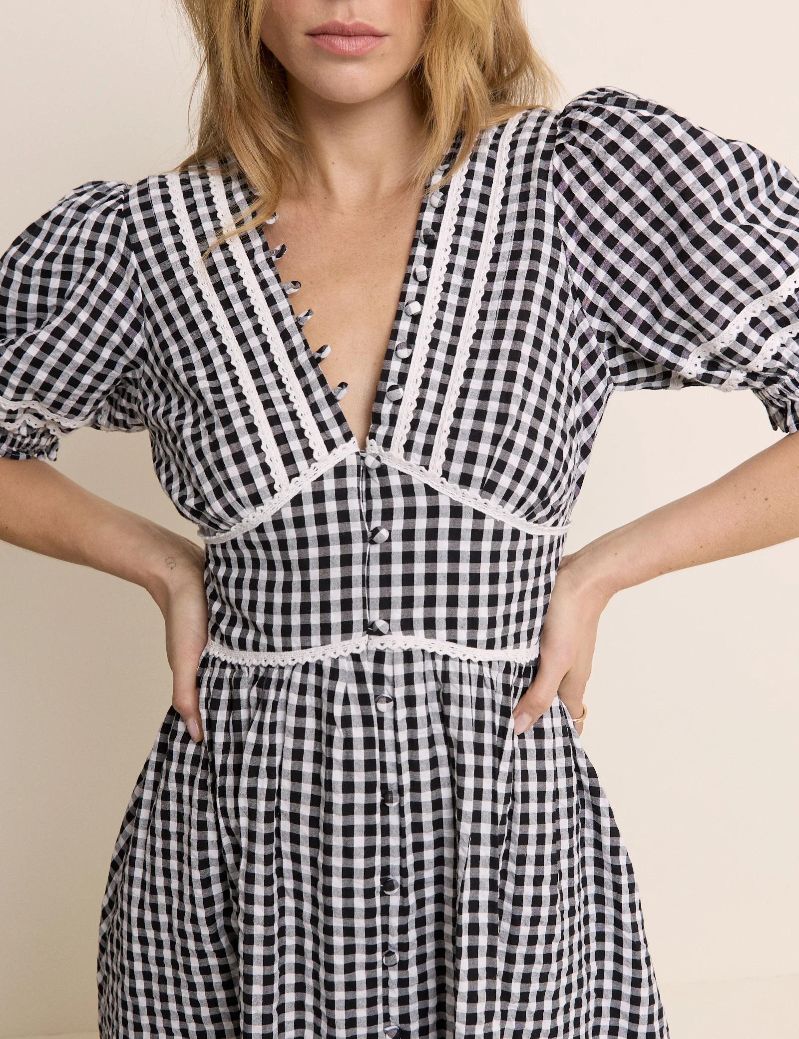 Black Gingham Saffy Midi Dress - Image 4