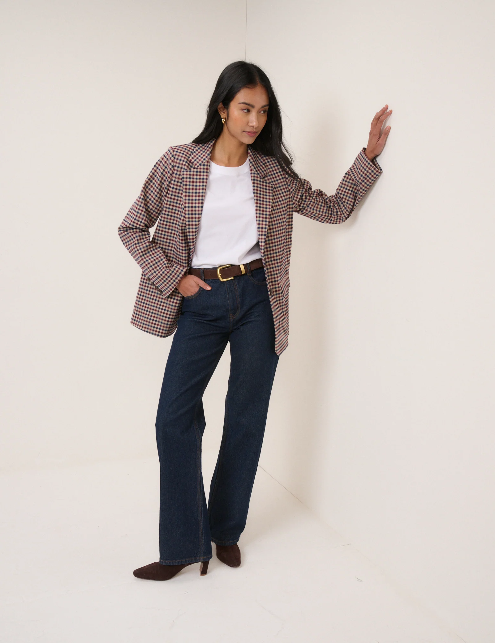 Red and Navy Gingham Blazer - Image 2