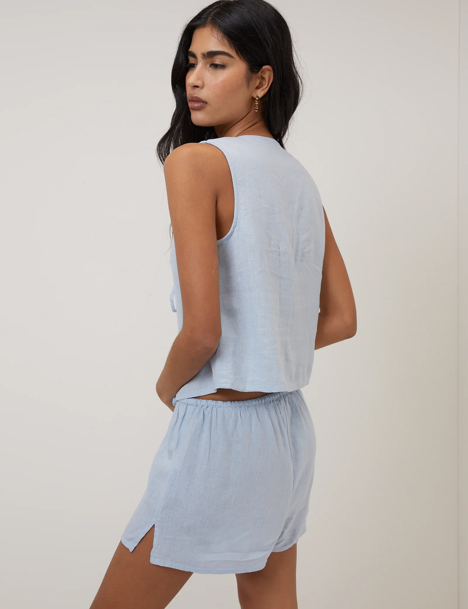 Light Blue Drawstring Shorts - Image 4